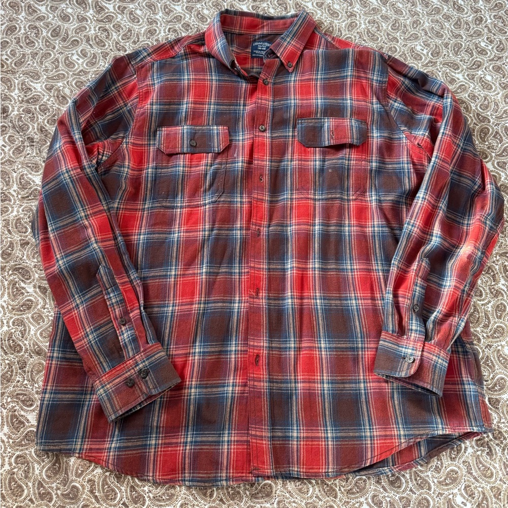 Faded Glory Red and Blue Plaid Button Down Shirt